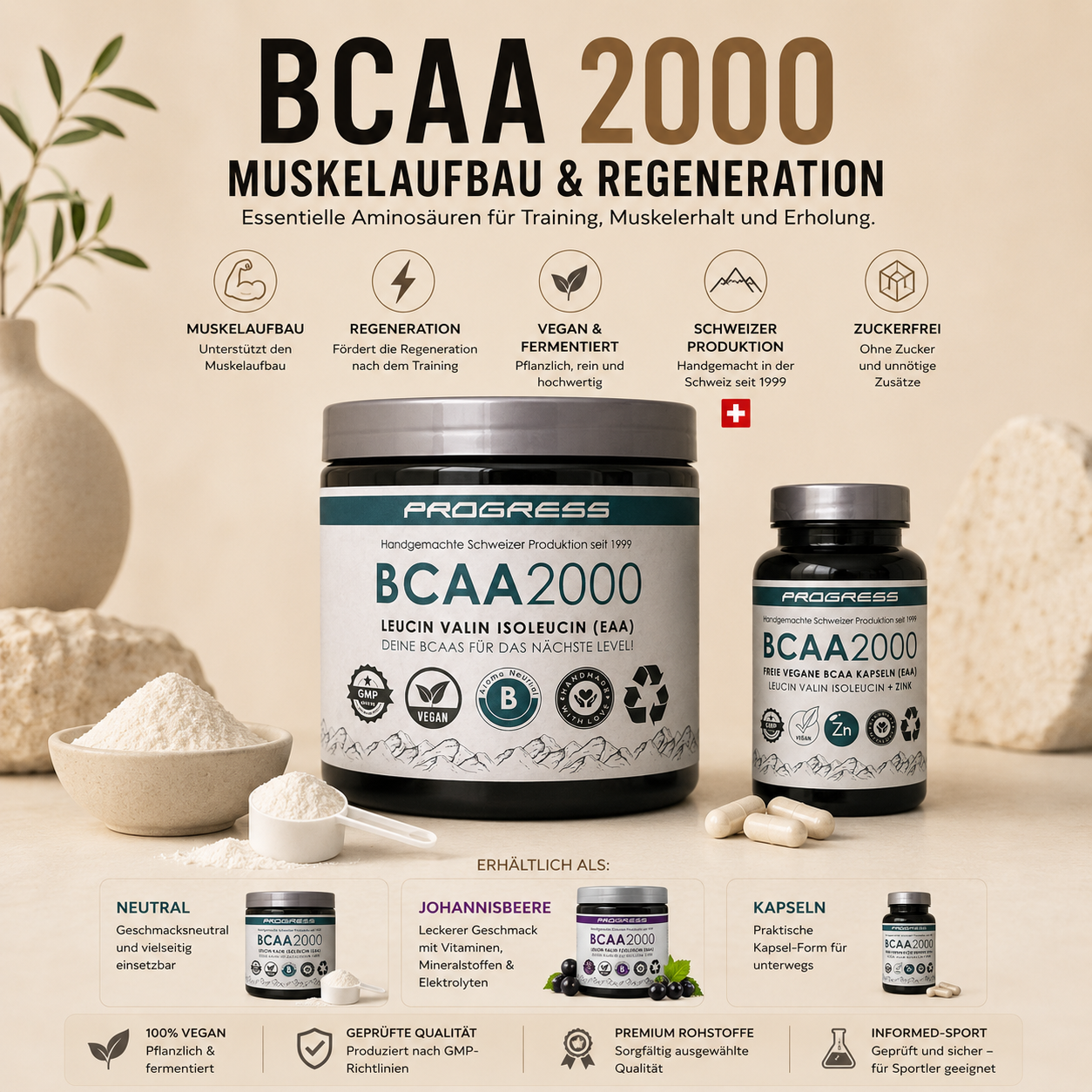 BCAA 2000 | Vegane BCAAs für Muskelaufbau & Regeneration