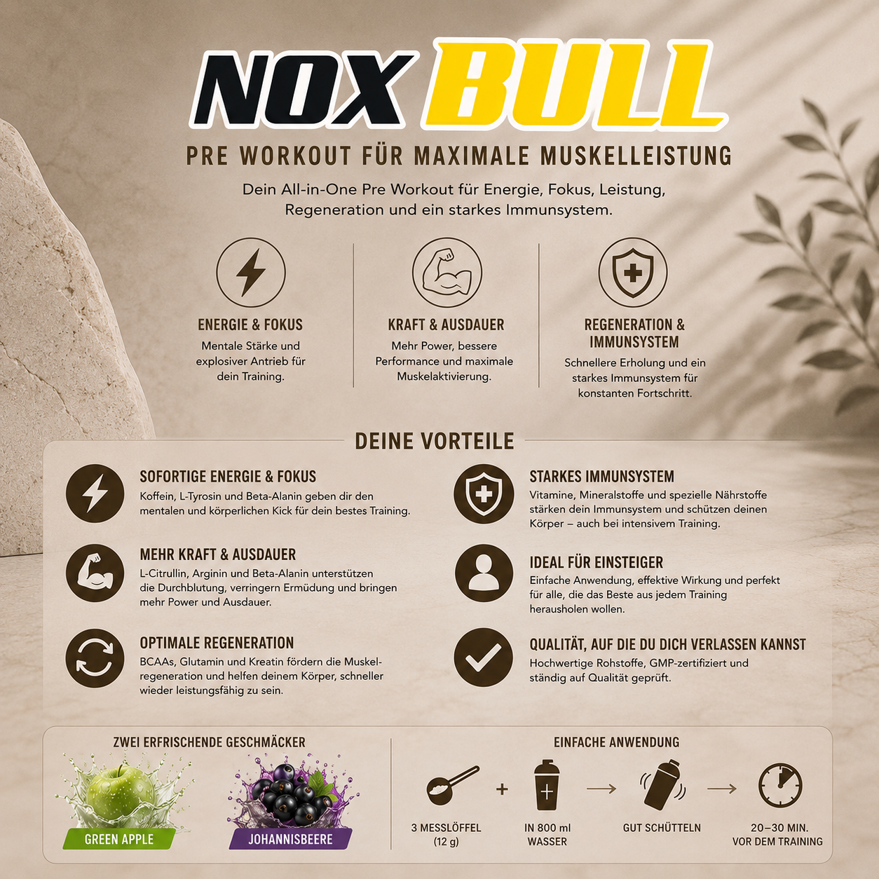 Pre Workout Kraft-Trio - NoxBull | vegan